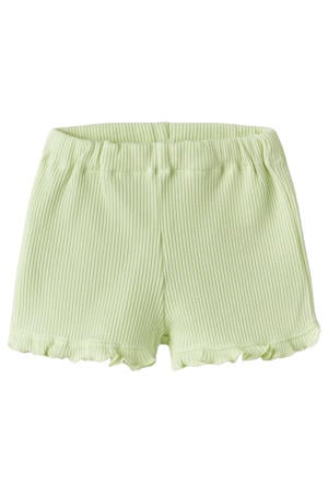 regular casual short limegroen met textuur