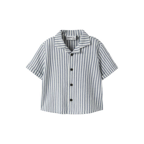 NAME IT MINI gestreept overhemd blauw/wit Jongens Katoen Klassieke kraag - maat 110 afbeelding