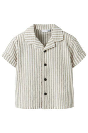 gestreept overhemd beige/wit