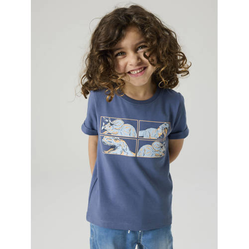 NAME IT MINI T-shirt blauw Jongens Stretchkatoen Ronde hals Printopdruk - maat 92 afbeelding
