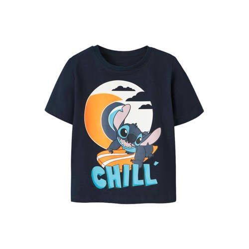 NAME IT MINI Lilo & Stitch T-shirt donkerblauw Jongens Stretchkatoen Ronde hals - maat 92 afbeelding