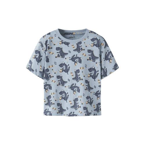NAME IT MINI T-shirt lichtblauw Jongens Katoen Ronde hals All over print - maat 110 afbeelding