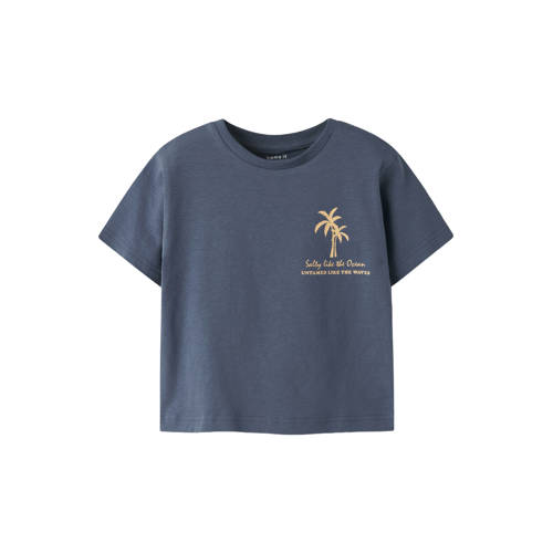NAME IT MINI T-shirt met backprint blauw Jongens Stretchkatoen Ronde hals - maat 80 afbeelding