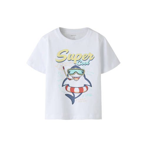 NAME IT MINI T-shirt wit Jongens Stretchkatoen Ronde hals Printopdruk - maat 92 afbeelding