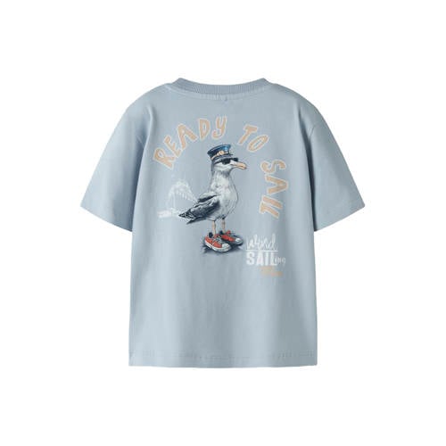 NAME IT MINI T-shirt met backprint lichtblauw Jongens Stretchkatoen Ronde hals - maat 116 afbeelding