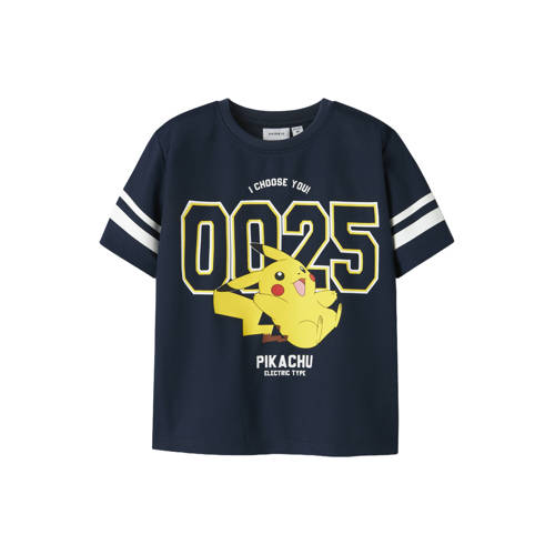NAME IT MINI Pokemon T-shirt donkerblauw Jongens Polyester Ronde hals Printopdruk - maat 110 afbeelding