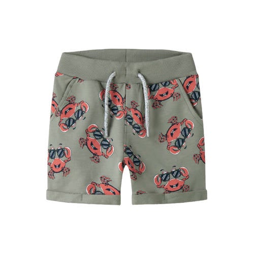 NAME IT MINI regular sweatshort Groen Jongens/Meisjes Katoen All over print - maat 80 afbeelding