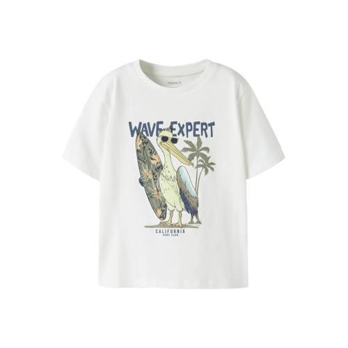 NAME IT MINI T-shirt wit Jongens Stretchkatoen Ronde hals Printopdruk - maat 98 afbeelding