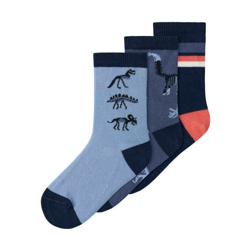 NAME IT MINI sokken - set van 3 blauw/donkerblauw Jongens Stretchkatoen - maat 31/33 afbeelding