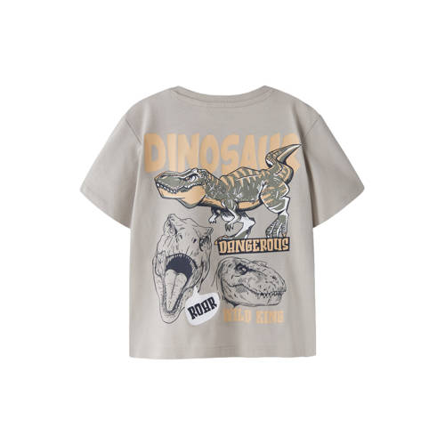 NAME IT MINI T-shirt met backprint grijsbruin Jongens Katoen Ronde hals - maat 80 afbeelding