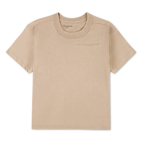 Abercrombie & Fitch jersey T-shirt taupe Bruin Effen - maat 146-152 afbeelding