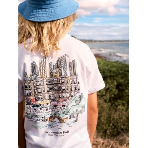 Abercrombie & Fitch jersey T-shirt met backprint wit Jongens Katoen Ronde hals - maat 158-164 afbeelding