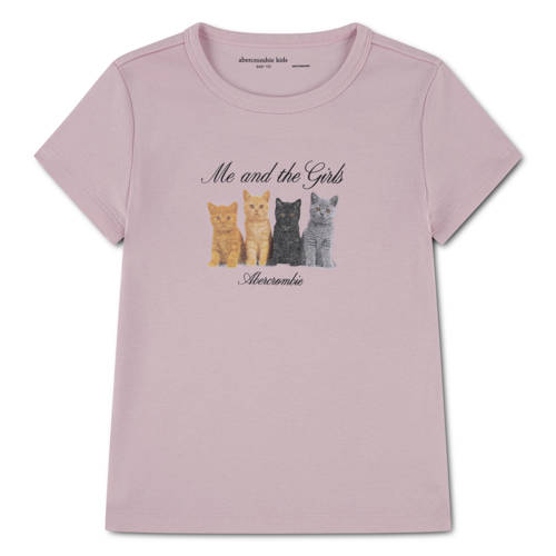 Abercrombie & Fitch jersey T-shirt roze Meisjes Katoen Ronde hals Printopdruk - maat 170-176 afbeelding