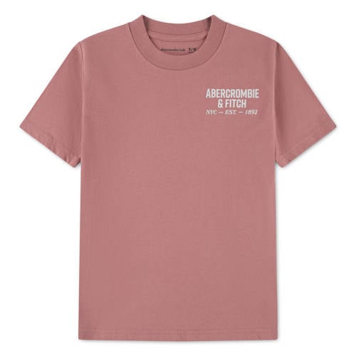 Abercrombie & Fitch jersey T-shirt met backprint oudroze Jongens Katoen Ronde hals - maat 134-140 afbeelding