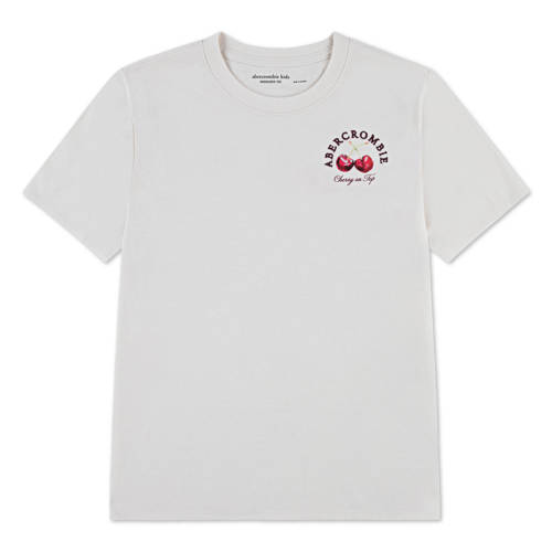 Abercrombie & Fitch jersey T-shirt met backprint wit Meisjes Katoen Ronde hals - maat 134-140 afbeelding