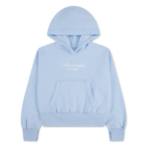 Abercrombie & Fitch hoodie lichtblauw Sweater Tekst - maat 146-152 afbeelding