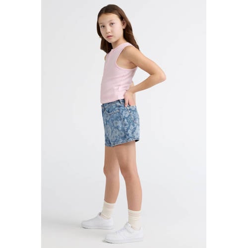 Abercrombie & Fitch regular waist gebloemde short light blue denim Denim short Blauw - maat 146-152 afbeelding