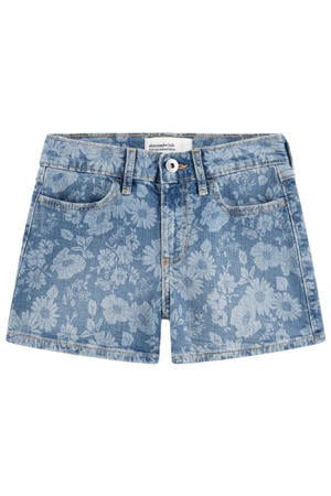regular waist gebloemde short light blue denim