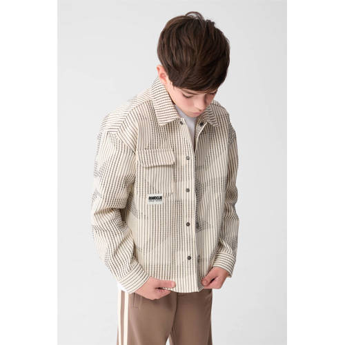 Shoeby overhemd ecru Jongens Polyester Button down All over print - maat 122/128 afbeelding
