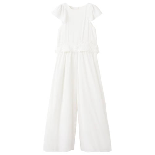 Mango Kids jumpsuit wit Meisjes Viscose Boothals Effen - maat 134 afbeelding