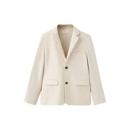 Mango Kids linnen colbert lichtbeige Effen - maat 134 afbeelding