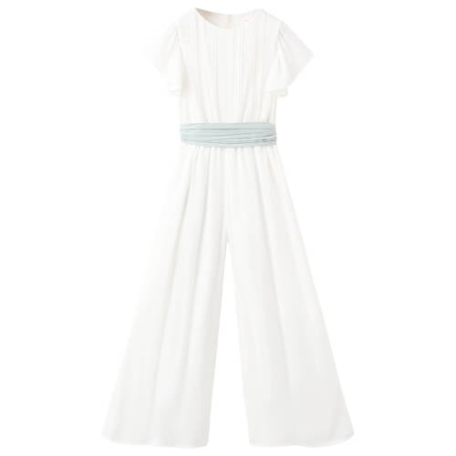 Mango Kids jumpsuit wit Meisjes Viscose Ronde hals Effen - maat 128 afbeelding