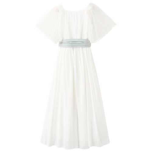 Mango Kids maxi jurk wit Meisjes Katoen Vierkante hals Effen