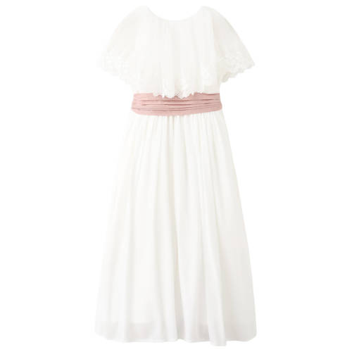 Mango Kids maxi jurk wit Meisjes Viscose Boothals Effen