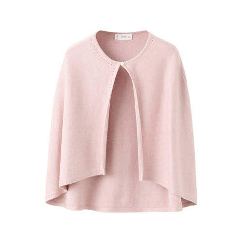 Mango Kids vest lichtroze fijn gebreid Meisjes Katoen Ronde hals Effen