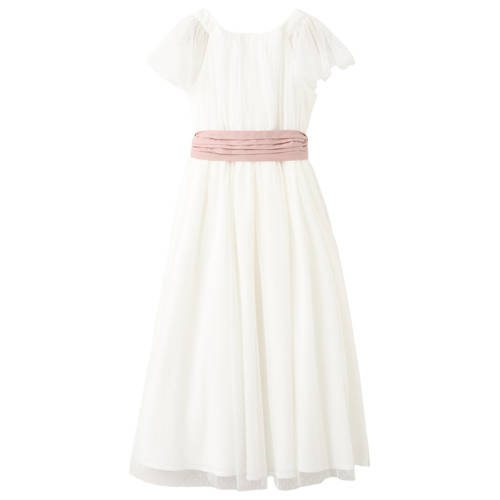 Mango Kids maxi jurk wit Meisjes Katoen Boothals Effen