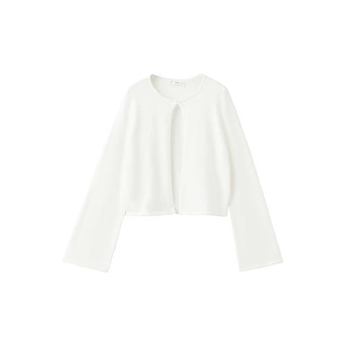 Mango Kids vest ecru fijn gebreid Meisjes Katoen Ronde hals Effen - maat 128 afbeelding