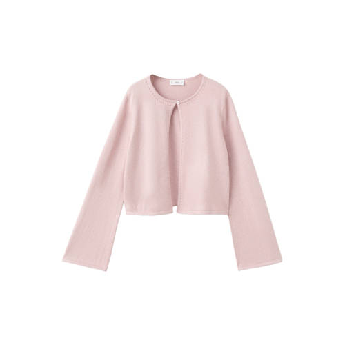 Mango Kids vest lichtroze fijn gebreid Meisjes Katoen Ronde hals Effen