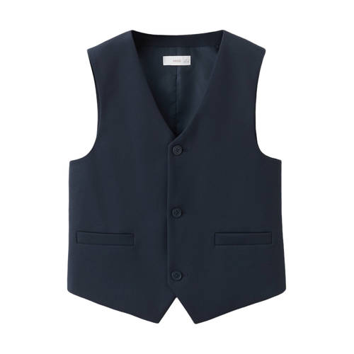 Mango Kids gilet marineblauw Jongens Polyester V-hals Effen - maat 140 afbeelding