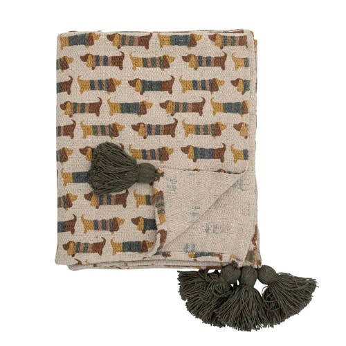 Bloomingville Mini plaid Charlie (160x130 cm) Multi Dierenprint afbeelding