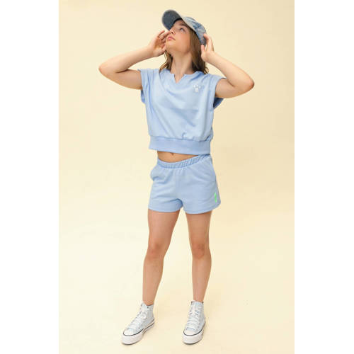 LOOXS 10sixteen T-shirt met backprint lichtblauw Meisjes Katoen Openvallende hals - maat 164 afbeelding