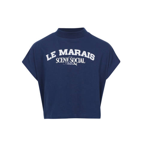 LOOXS 10sixteen T-shirt donkerblauw Meisjes Katoen Ronde hals Tekst - maat 128 afbeelding