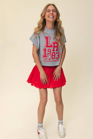 korte rok broderie rood