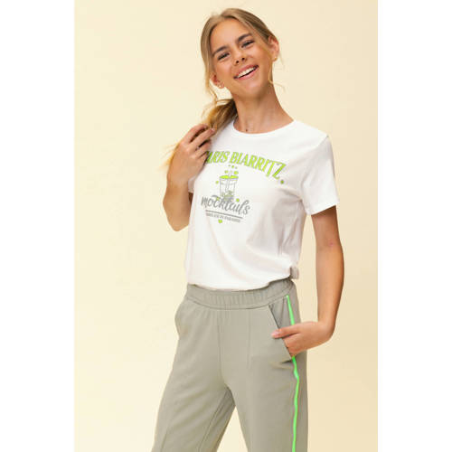 LOOXS 10sixteen satijnen T-shirt wit Meisjes Katoen Ronde hals Printopdruk - maat 140 afbeelding