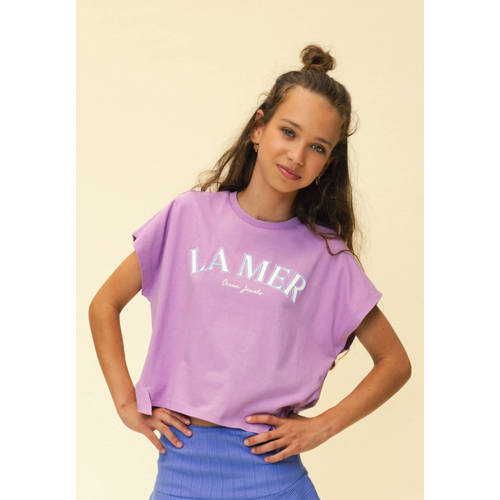 LOOXS 10sixteen T-shirt violet Paars Meisjes Katoen Ronde hals Tekst - maat 152 afbeelding