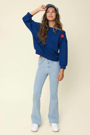 gestreepte flared jeans light blue denim