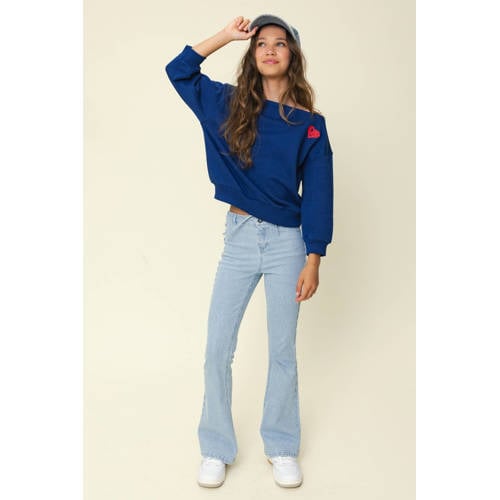 LOOXS 10sixteen gestreepte flared jeans light blue denim Blauw Meisjes Stretchdenim - maat 140 afbeelding