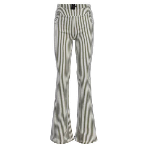 LOOXS 10sixteen regular waist gestreepte flared broek olijfgroen Meisjes Stretchkatoen - maat 170/176 afbeelding