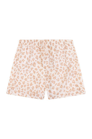 zwemshort met panterprint beige/wit