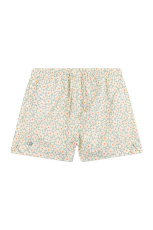 zwemshort met bloemenprint lichtgroen