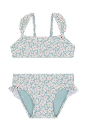 bikini met bloemenprint lichtblauw