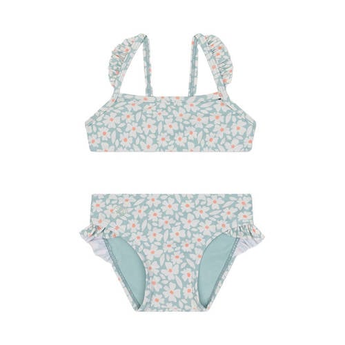 Swim Essentials bikini met bloemenprint lichtblauw Meisjes Polyester Bloemen - maat 98/104 afbeelding