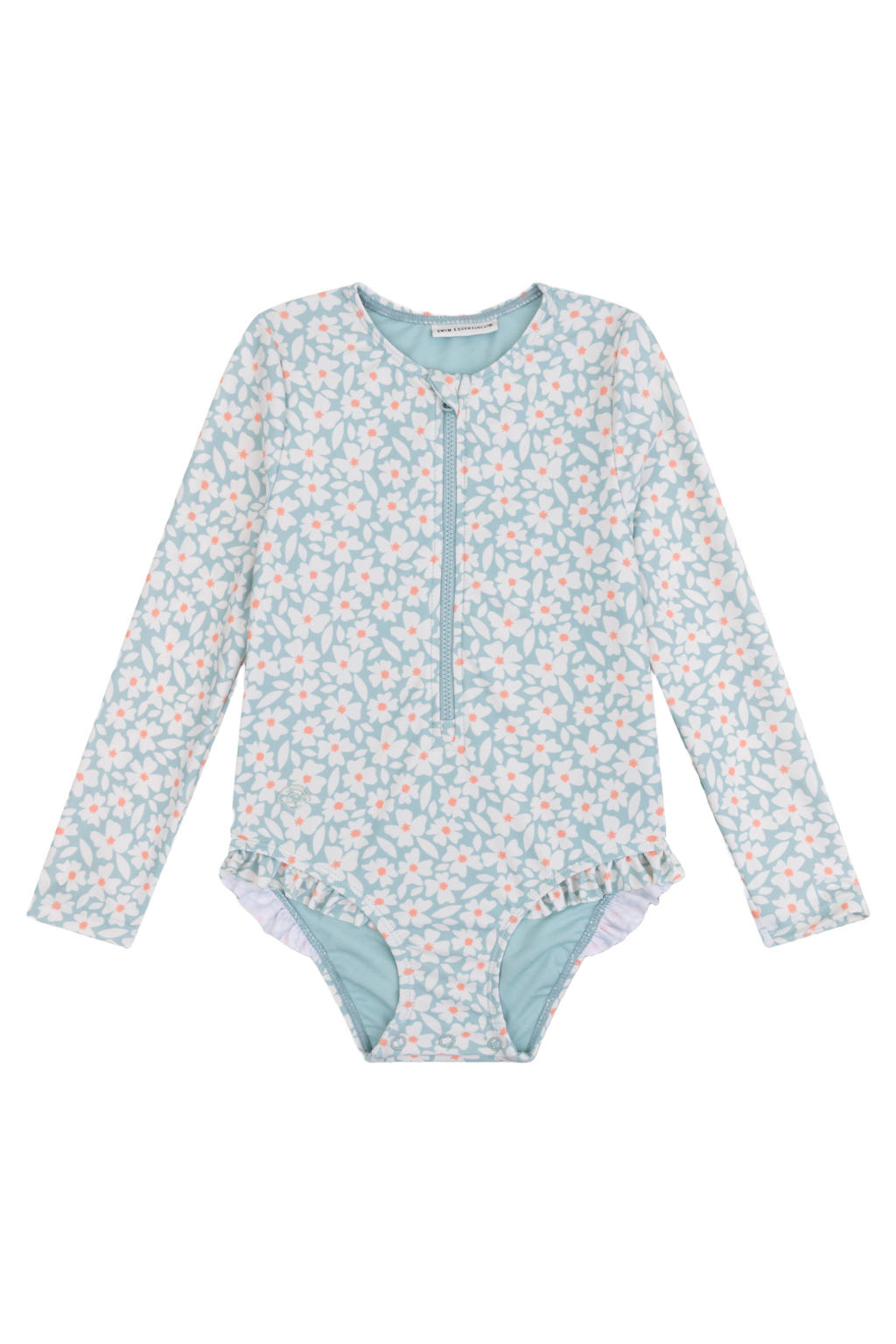 Swim Essentials UV badpak met bloemenprint lichtblauw/roze