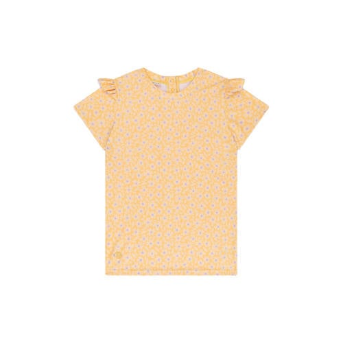 Swim Essentials UV-shirt met bloemenprint geel UV shirt Meisjes Polyester Ronde hals - maat 86/92 afbeelding
