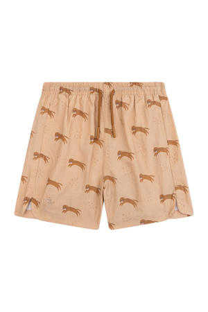 zwemshort met all over print lichtbruin