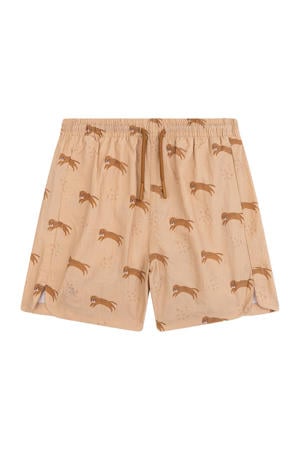 zwemshort met all over print lichtbruin